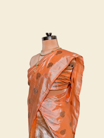 Sunrise Orange Pure Paat Silk Mekhela Sador