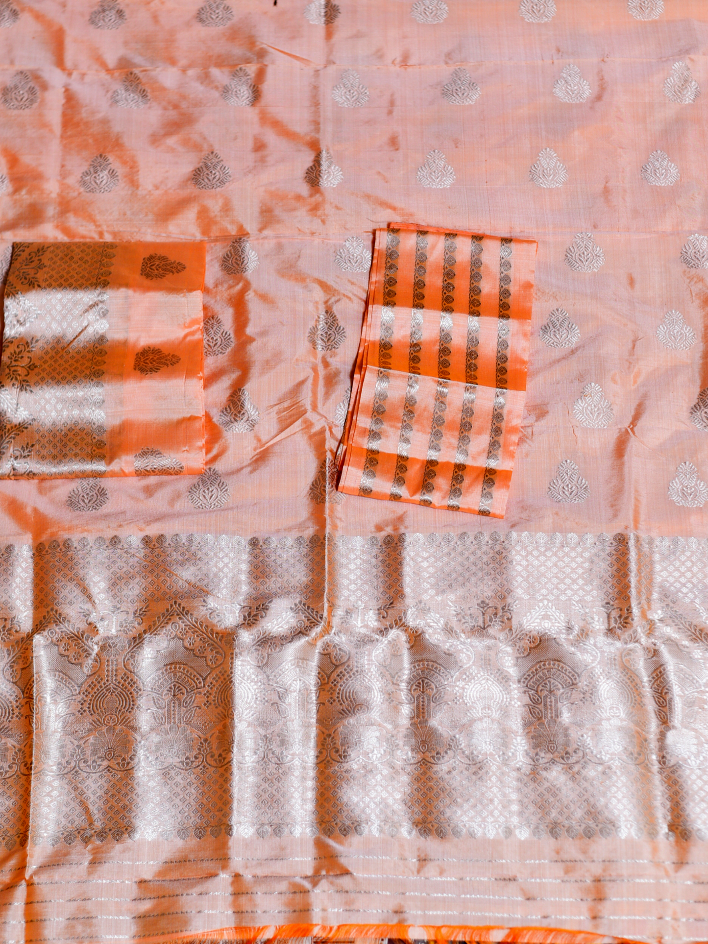 Sunrise Orange Pure Paat Silk Mekhela Sador