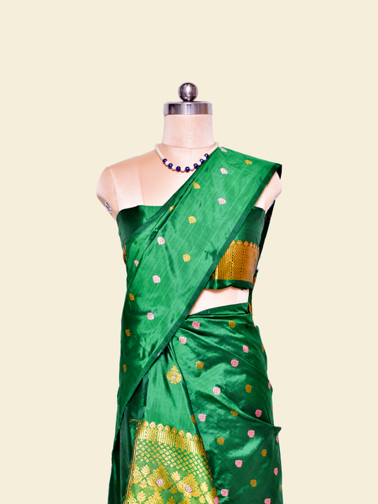 Soft Green Pure Paat Silk Mekhela Sador