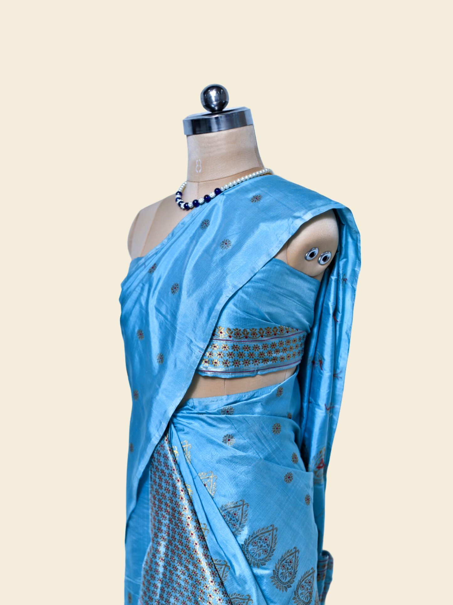 Denim Blue Pure Paat Silk Mekhela Sador