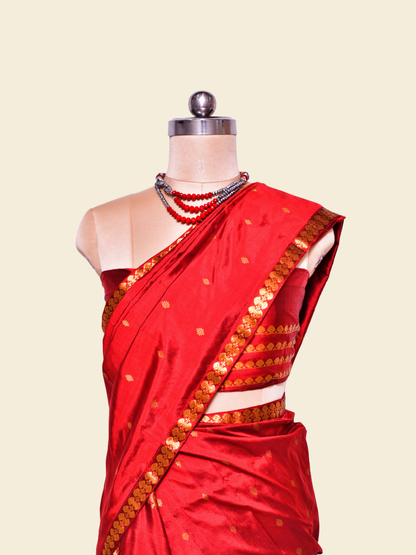 Bean Red Pure Paat Silk Mekhela Sador