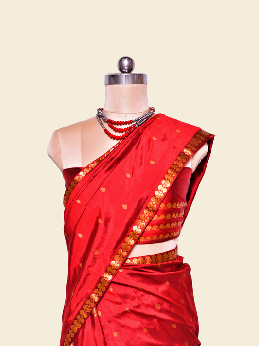 Bean Red Pure Paat Silk Mekhela Sador