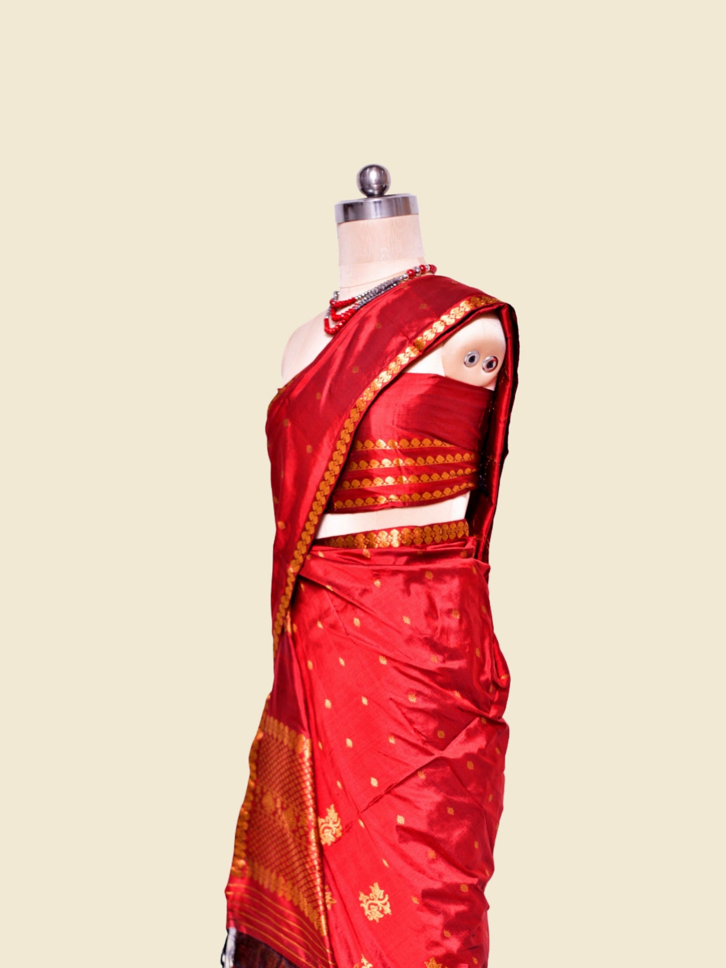 Bean Red Pure Paat Silk Mekhela Sador