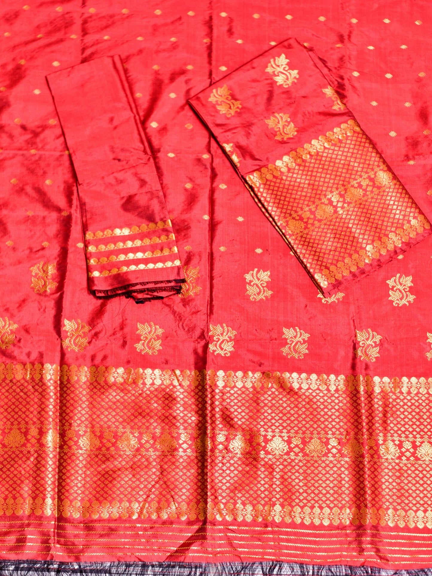 Bean Red Pure Paat Silk Mekhela Sador