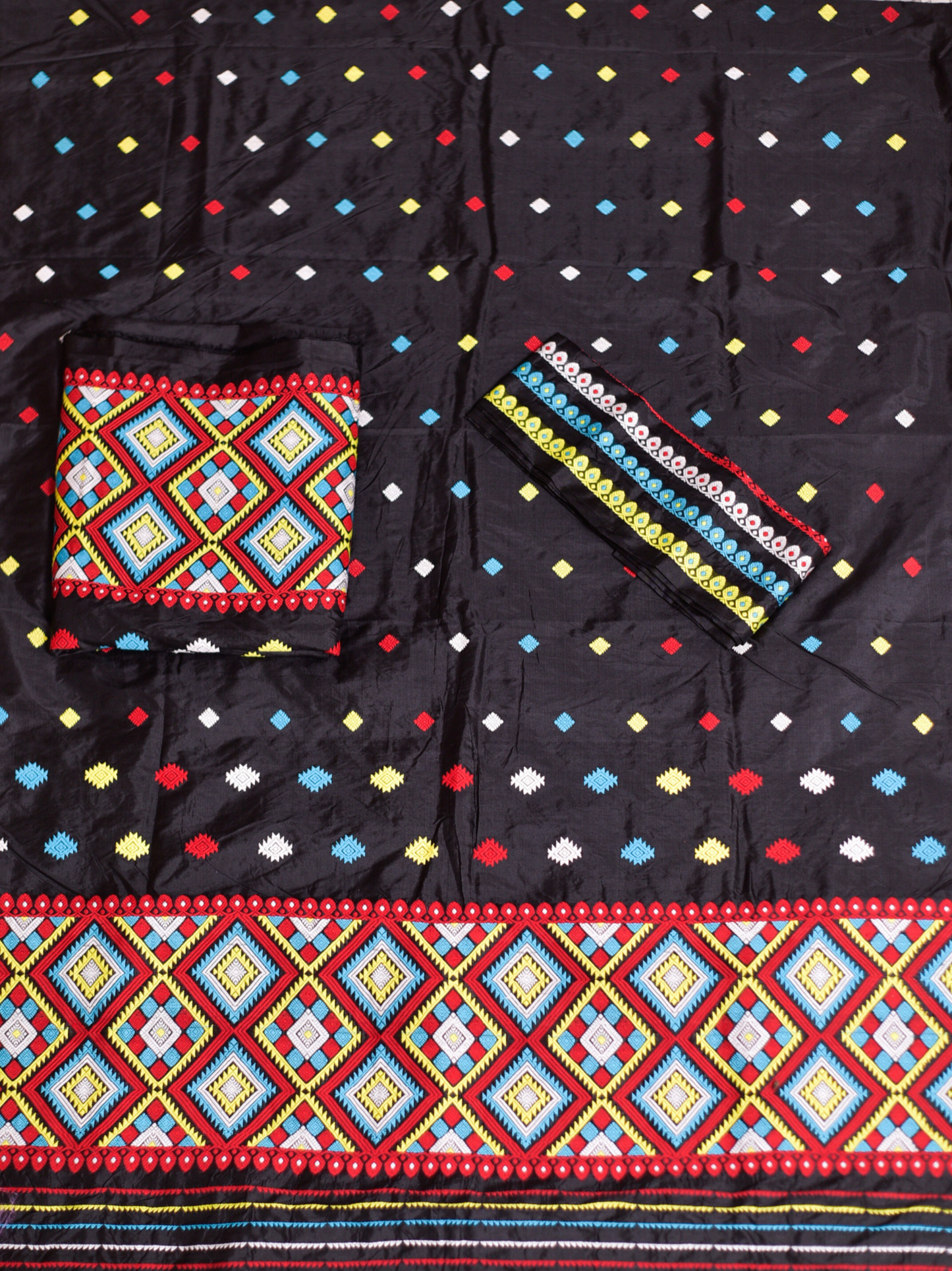 Black Pure Paat Silk Mekhela Sador